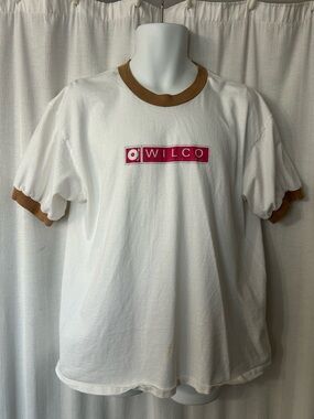 Tee: Wilco ringer tee Chicago logo vintage style indie rock band shirt xl
